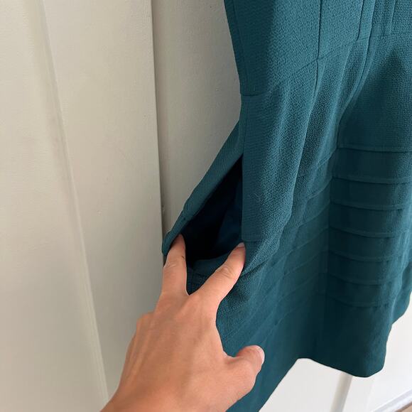 Madewell Midnight Spruce Teal Green Fit and Flare Sleeveless Dress Size 4 - Picture 7 of 8